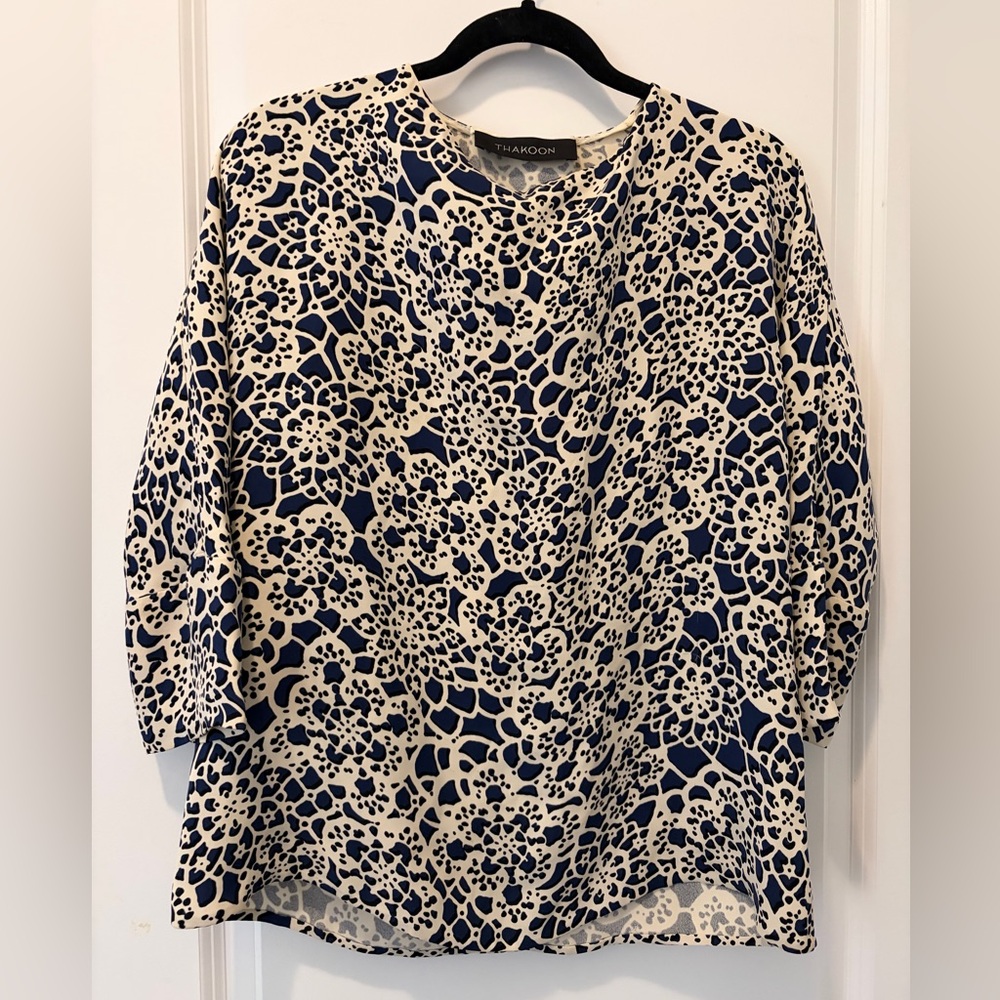Thakoon 100% Silk Print Blouse - Size 10